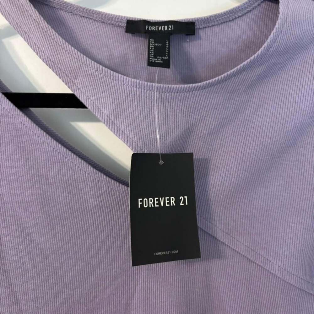 NWT Forever 21 Purple Cutout Dress‎ Ribbed Knit Long Sleeve Mini L - Picture 4 of 14